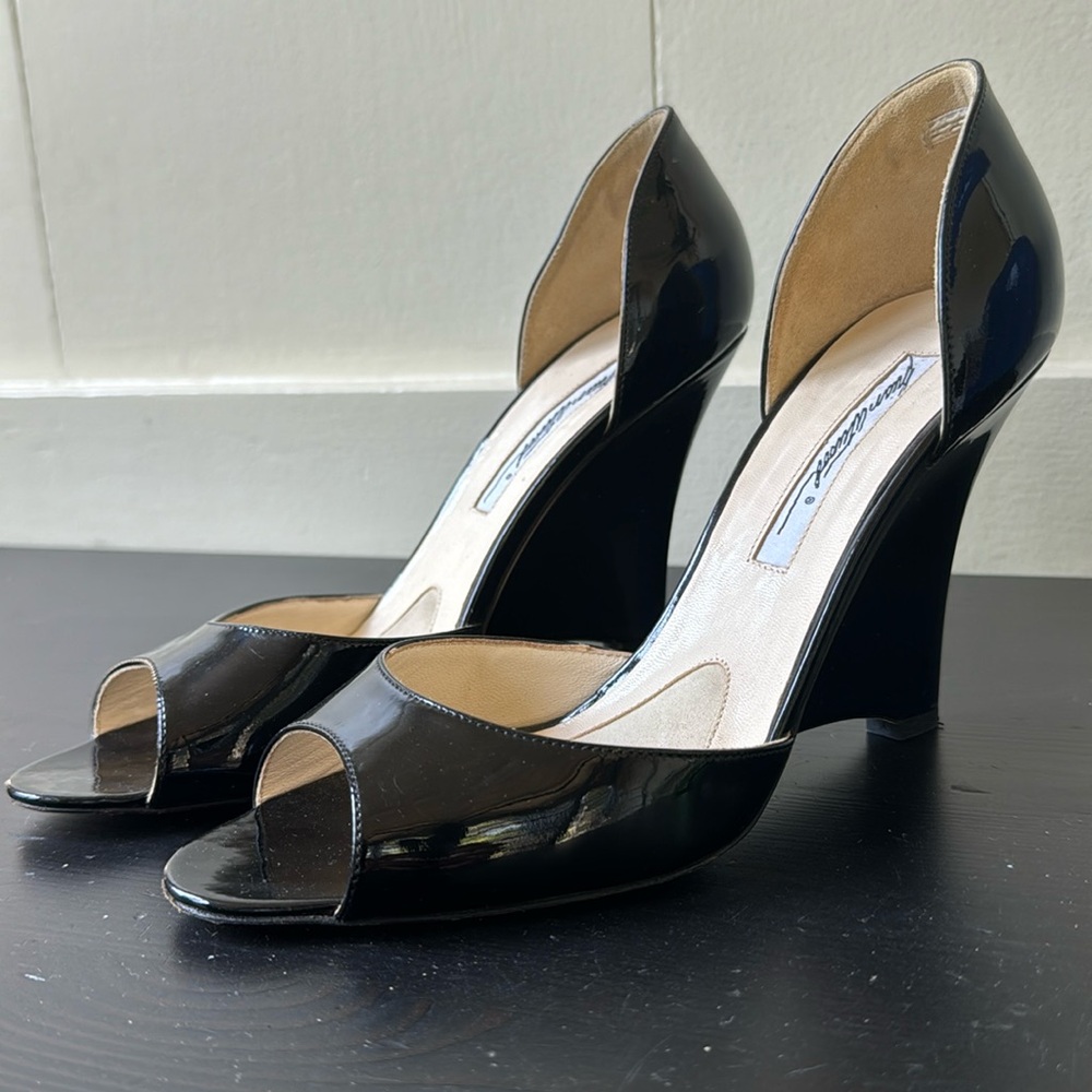 Brian Atwood Patent Leather Wedges size 8.5